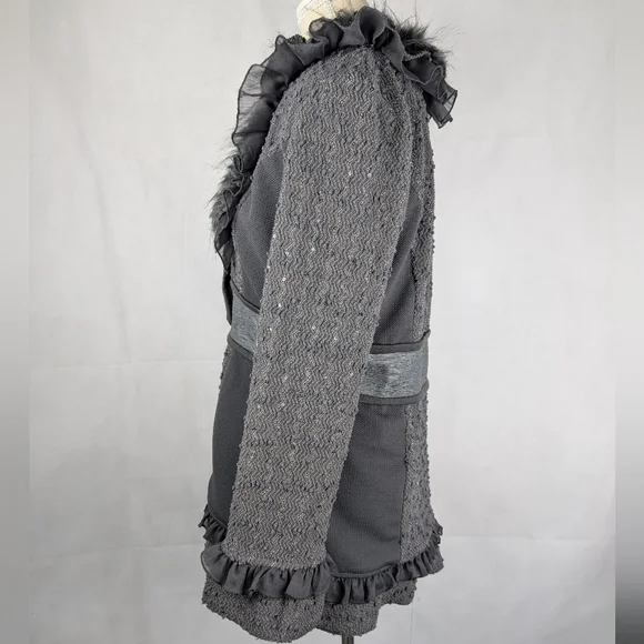 Fantazia Jacket Mixed Fabric button Front Size Medium - Picture 7 of 10